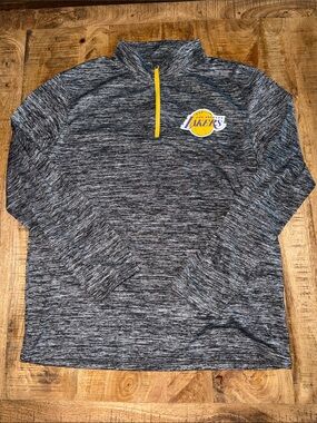 Los Angeles Lakers Heathered Gray 1/4 Zip Pullover with Yellow Zip